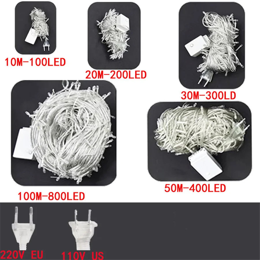 LumiFest LED Christmas String Lights – 10M / 50M / 100M Outdoor Fairy Lights with 8 Lighting Modes
