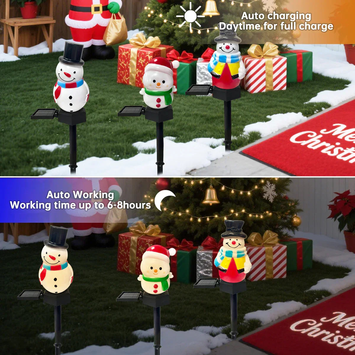 SnowGlow Solar Snowman Path Lights – Waterproof LED Garden Lights | Festive Outdoor Christmas Decoration