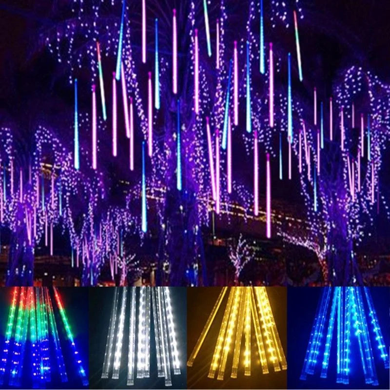 SternFall 50cm LED Meteor Shower String Lights – 8-Tube Falling Rain Lights for Outdoor Christmas & Garden Decoration