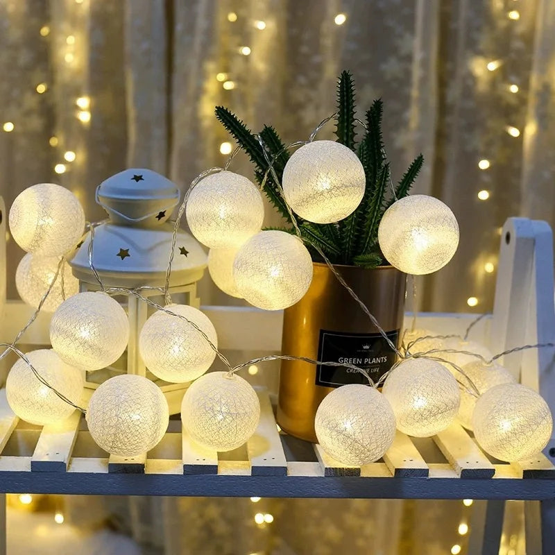 LumiCotton LED Cotton Ball String Lights – Decorative Fairy Lights for Home, Garden & Seasonal Celebrations