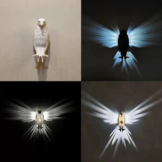 3D Vogel Wandlamp met Projectie – Moderne Dieren Wandverlichting | Artistieke LED Sfeerlamp | Decoratieve Uil- en Adelaar Wandlamp