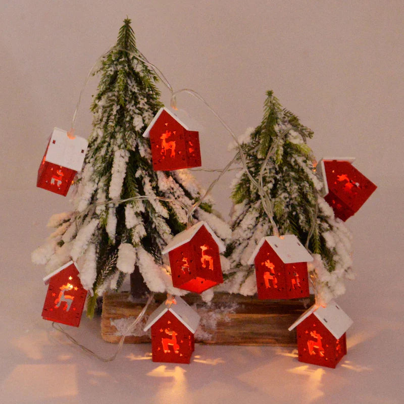NordiHaus LED Wooden House String Lights – Scandinavian Christmas Decoration Collection 2025