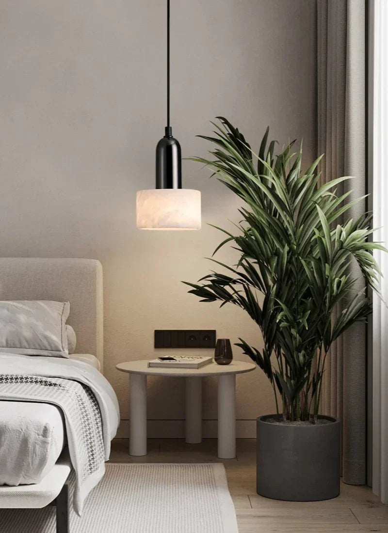 Marble Pendant Light with Iron Finish – Modern Nordic LED Ceiling Lamp | Luxury Contemporary Lighting