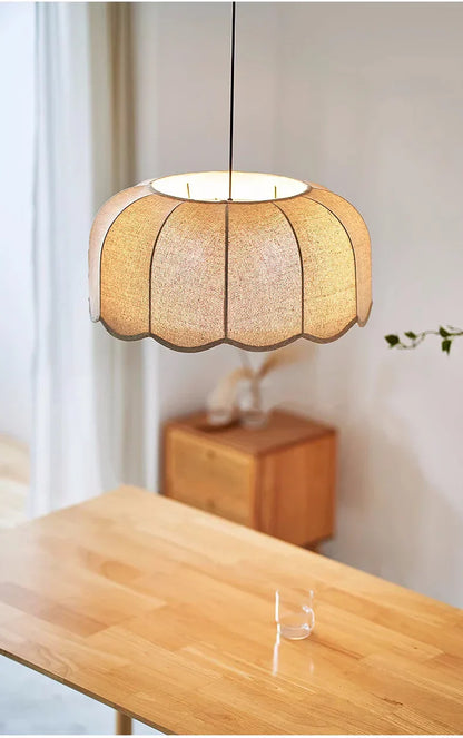 Hoshira Linen Pendant Light – Japandi Wabi-Sabi Ceiling Lamp | Soft Ambient LED Lighting for Modern Interiors