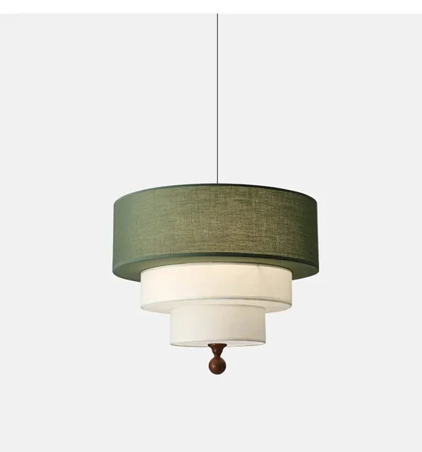 Boho Fabric Pendant Light – Wooden Ceiling Lamp | Warm Ambient Lighting | Rustic Modern Interior Décor