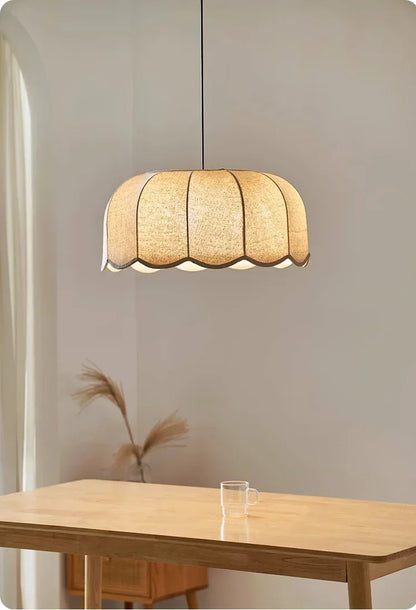 Hoshira Linen Pendant Light – Japandi Wabi-Sabi Ceiling Lamp | Soft Ambient LED Lighting for Modern Interiors