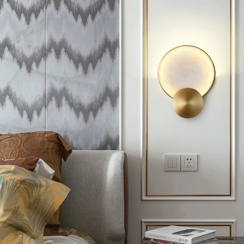 Marble Wall Light – Modern Gold LED Wall Lamp | Luxury Ambient Lighting | Contemporary Stone Interior Feature