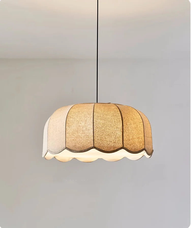 Hoshira Linen Pendant Light – Japandi Wabi-Sabi Ceiling Lamp | Soft Ambient LED Lighting for Modern Interiors