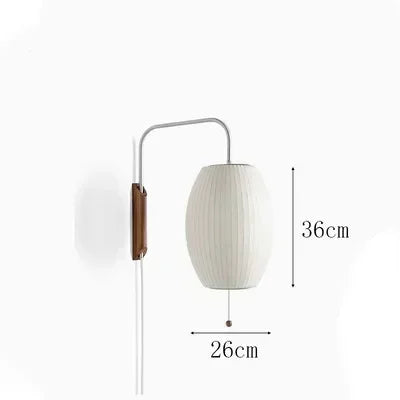 Japandi Silk Wall Light – Handwoven Fabric & Wood Wall Lamp | Soft Ambient Lighting | Contemporary Japanese-Inspired Design