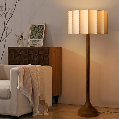 HikariWood Floor Lamp – Wabi-Sabi Wooden Standing Light | Japandi Ambient LED Lighting for Modern Interiors