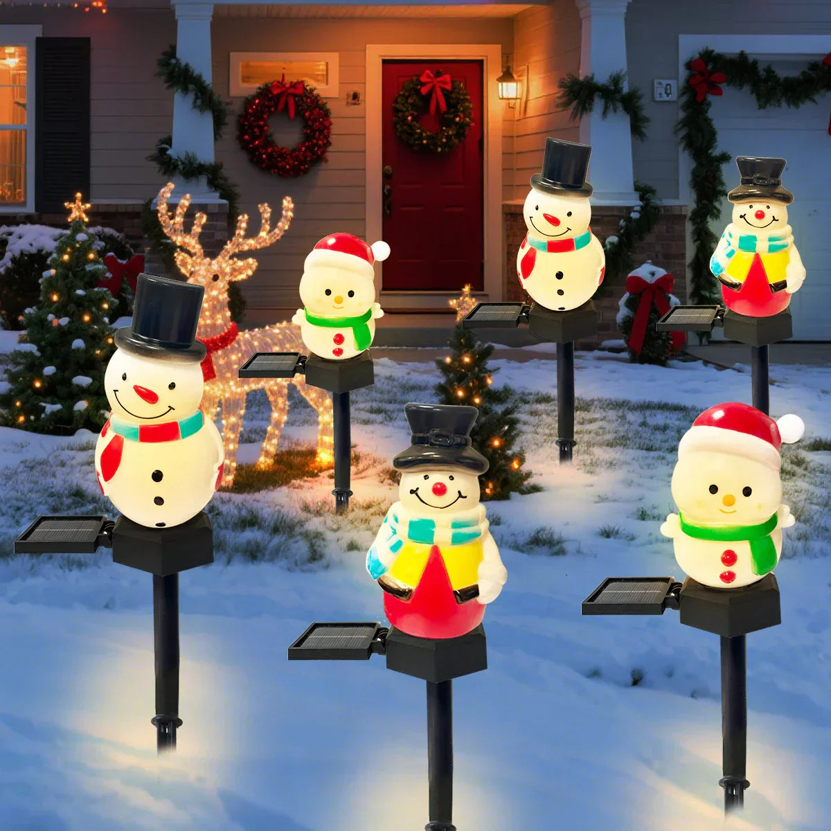 SnowGlow Solar Snowman Path Lights – Waterproof LED Garden Lights | Festive Outdoor Christmas Decoration