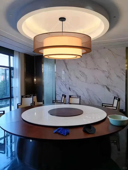 Veloura Silk Pendant Light – Luxury Beige Hanging Ceiling Lamp | Soft Ambient Lighting for Modern Interiors
