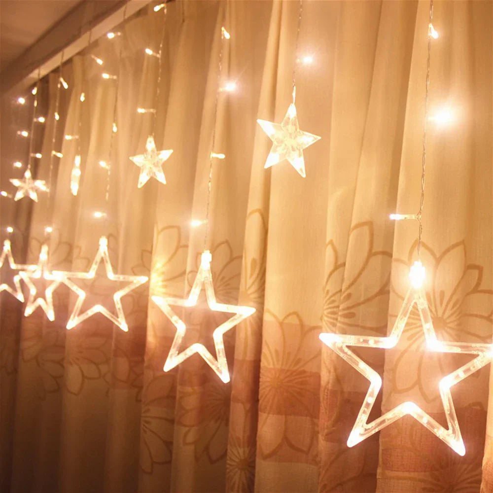 SternGlanz 3.5M LED Star Curtain Lights – 138 LED Christmas Window Lights for Home, Parties & Festive Decorations