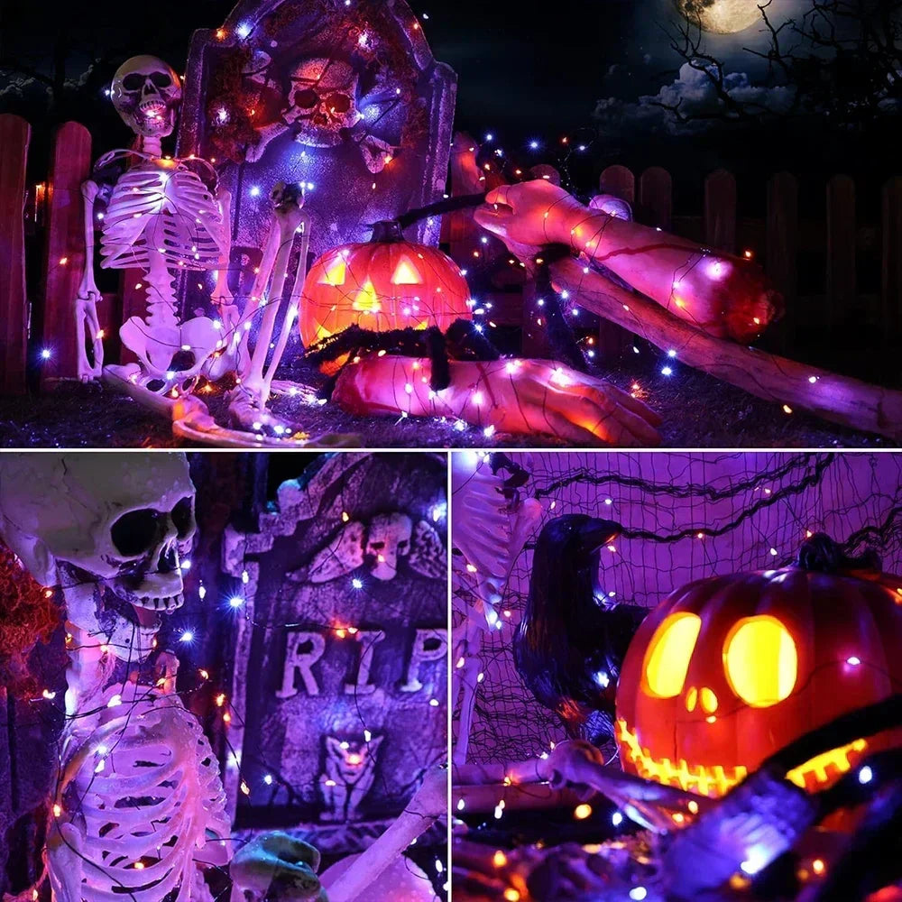GLOWSPELL LED String Lights – Purple & Orange Halloween Fairy Lights | USB Powered with Remote Control