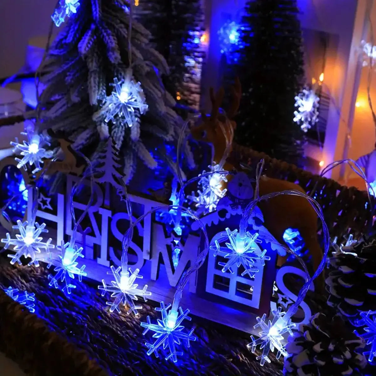 FrostLume LED Snowflake String Lights – Festive Decorative Lighting for Indoor & Outdoor Use