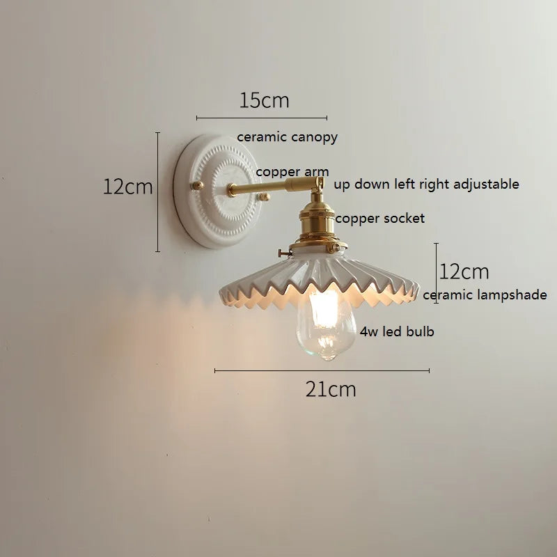 Aurelle Ceramic Wall Light – Adjustable E27 Wall Lamp | Contemporary Copper Lighting | Elegant Interior Illumination