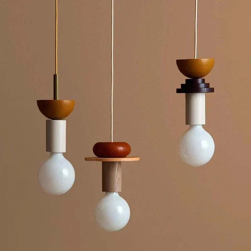 Halden Wood Pendant Light – Nordic LED Hanging Lamp | Minimalist Wooden Ceiling Light for Contemporary Interiors