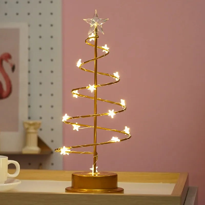 LumiSpiral Crystal Christmas Tree Table Lamp – Luxury LED Spiral Lamp in Gold