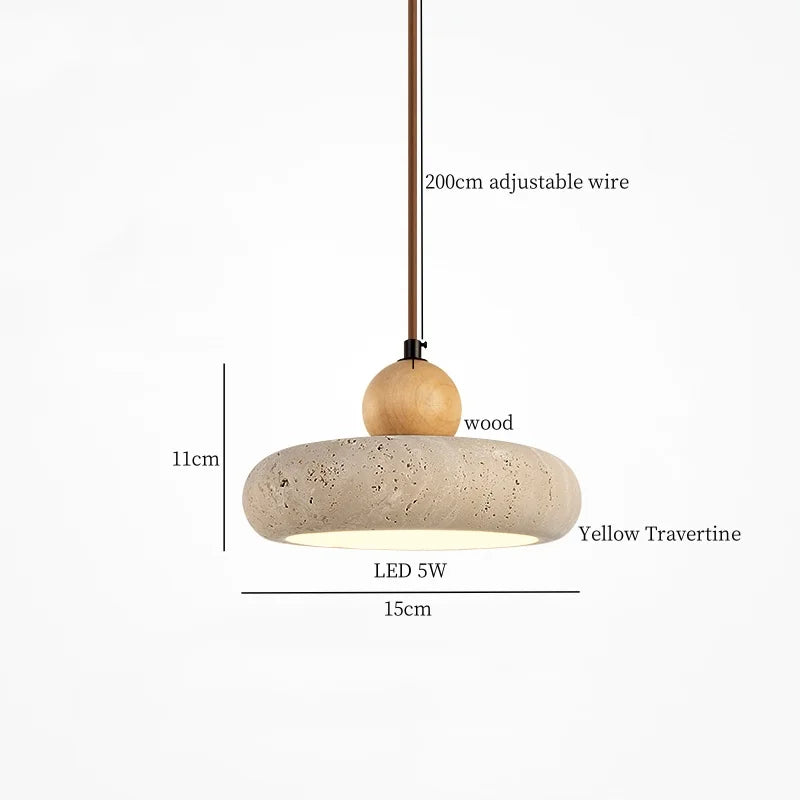 Travora Wabi Pendant Light – Natural Travertine Stone Ceiling Lamp | Japandi Ambient Lighting | Sculptural Interior Elegance