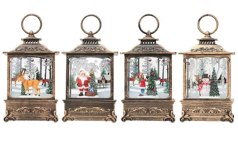 LumiGlobe LED Snow Lantern – Rotating Christmas Lantern with Snow Globe Effect