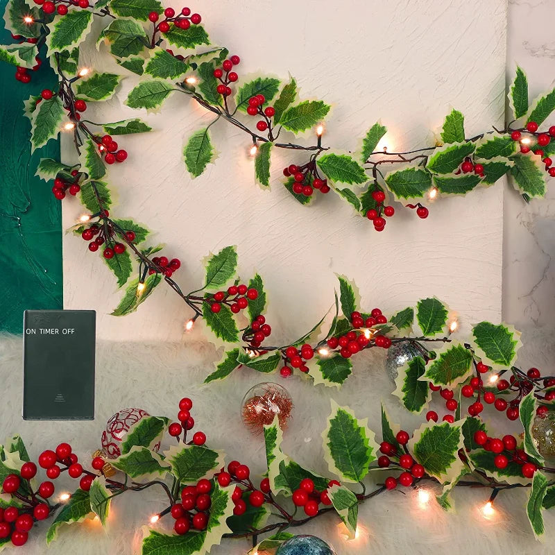 LumiBerry LED Christmas Garland – Illuminated Berry & Holly Decoration | Festive Holiday Greenery