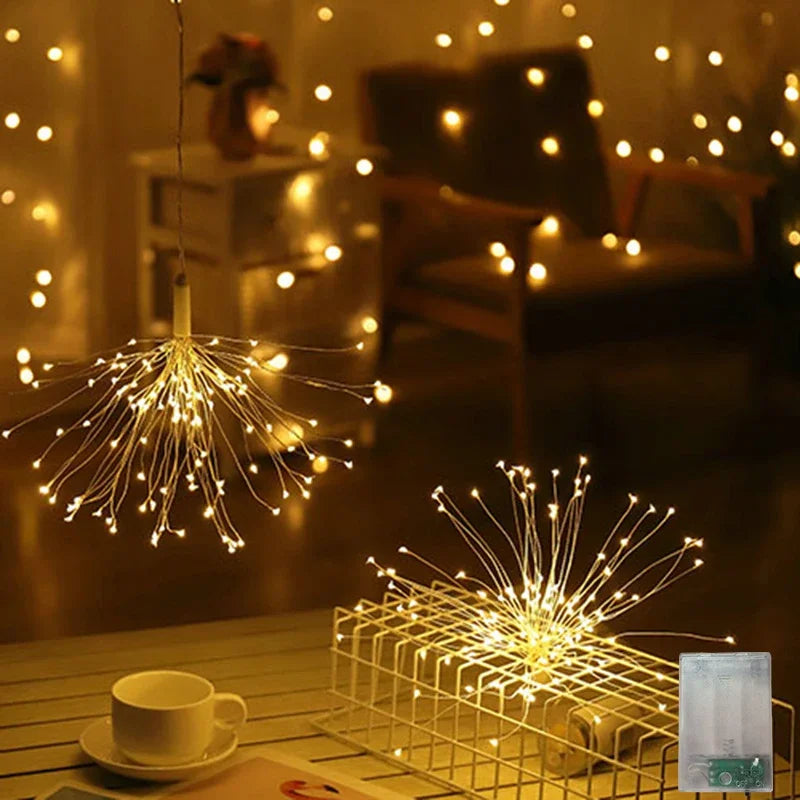 SternFeuer LED Firework Christmas Lights – Battery-Powered Fairy Lights for Home, Garden & Festive Decorations