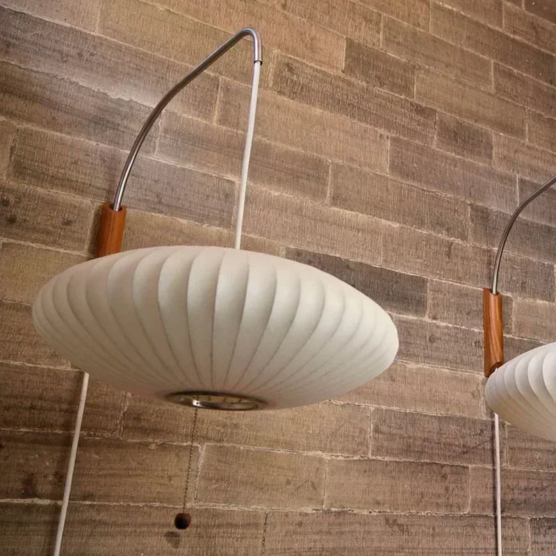 Japandi Silk Wall Light – Handwoven Fabric & Wood Wall Lamp | Soft Ambient Lighting | Contemporary Japanese-Inspired Design