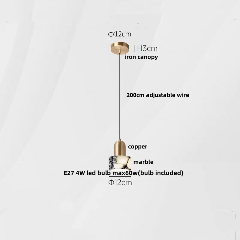 Travertine Stone Pendant Light with Copper Finish – Nordic LED Hanging Lamp | Warm Contemporary Lighting