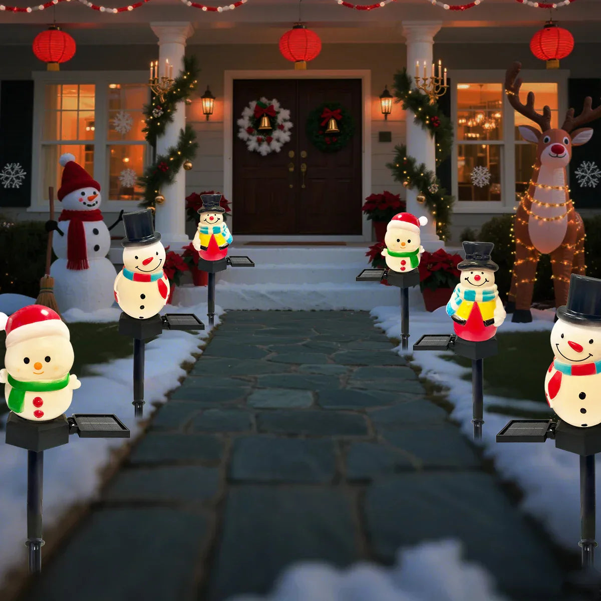 SnowGlow Solar Snowman Path Lights – Waterproof LED Garden Lights | Festive Outdoor Christmas Decoration