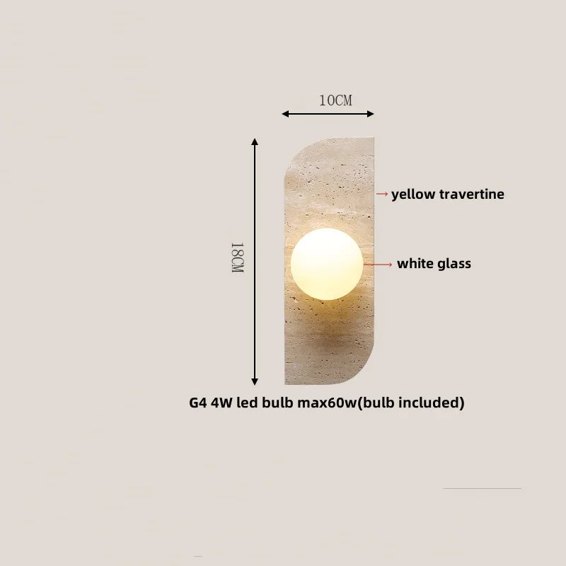 Cavora Stone Wall Light – Scandinavian Glass & Natural Stone Sconce | Up & Down Ambient Lighting | Contemporary Interior Design