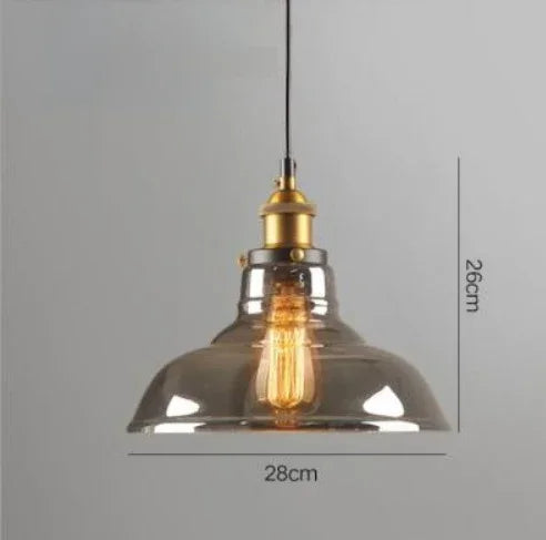 Scandinavian Glass Pendant Light – Vintage Loft E27 Ceiling Lamp | Elegant Ambient Lighting | Contemporary Nordic Interior Feature