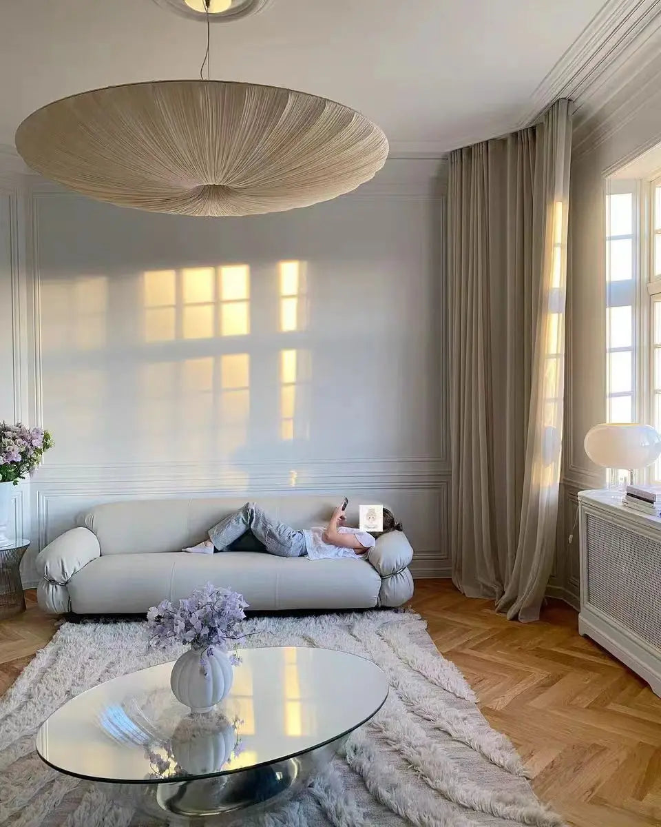 Aethera Ceiling Light – Wabi-Sabi Fabric LED Pendant | Minimalist Floating Disc Lamp for Contemporary Interiors