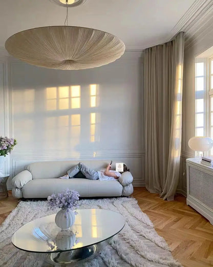 Aethera Ceiling Light – Wabi-Sabi Fabric LED Pendant | Minimalist Floating Disc Lamp for Contemporary Interiors