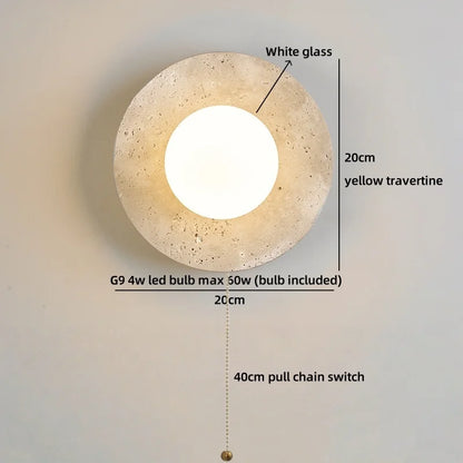 Travertine Stone LED Wall Light – Modern Luxury Wall Sconce | Warm Ambient Interior Lighting