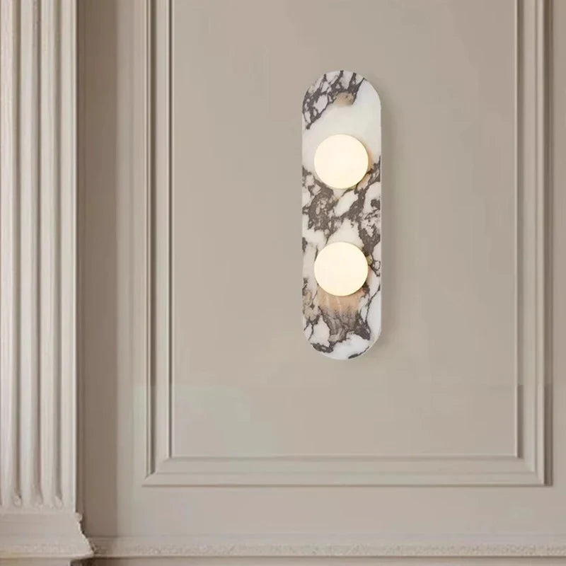 Marble LED Wall Light – Modern Designer Wall Lamp | Luxury Ambient Lighting | Contemporary Stone & Glass Feature