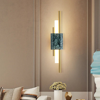 Marble LED Wall Light with Gold & Black Finish – Modern Luxury Wall Sconce | Elegant Ambient Interior Lighting