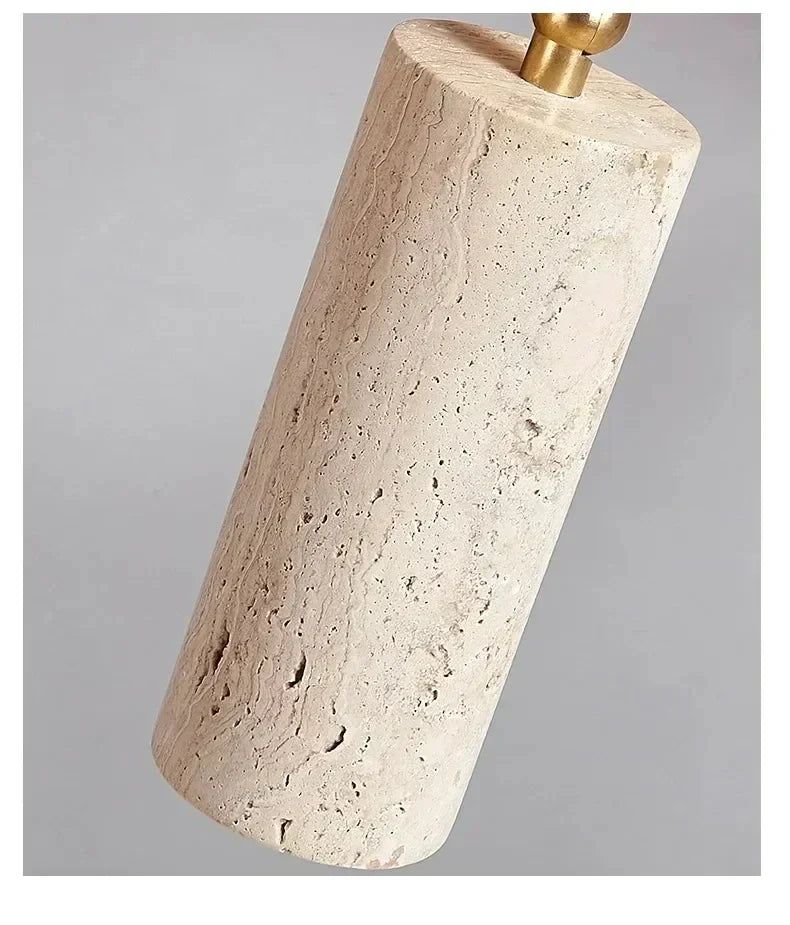 Travertine & Wood Ceiling Spotlight – Wabi-Sabi LED Flush Mount Light | Japandi Accent Interior Lighting