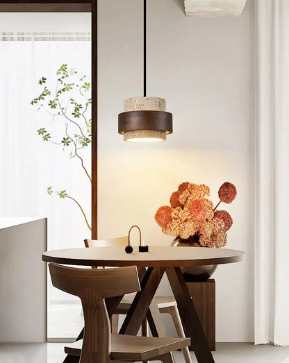 Natural Stone Pendant Light with LED – Modern Minimalist Hanging Lamp | Warm Ambient Interior Lighting