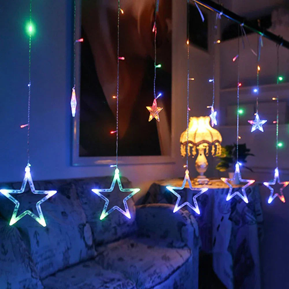 SternGlanz 3.5M LED Star Curtain Lights – 138 LED Christmas Window Lights for Home, Parties & Festive Decorations