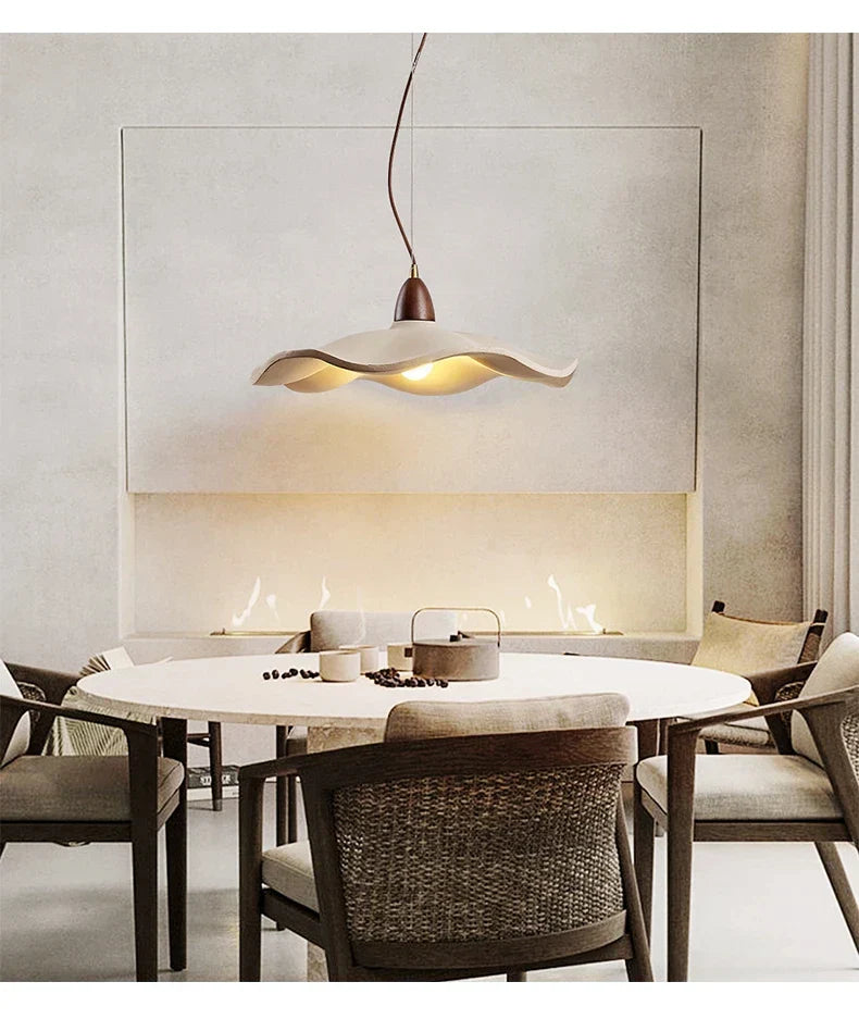 Japandi Wooden Pendant Light – Minimalist LED Ceiling Lamp | Wabi-Sabi Interior Lighting | Natural Contemporary Design