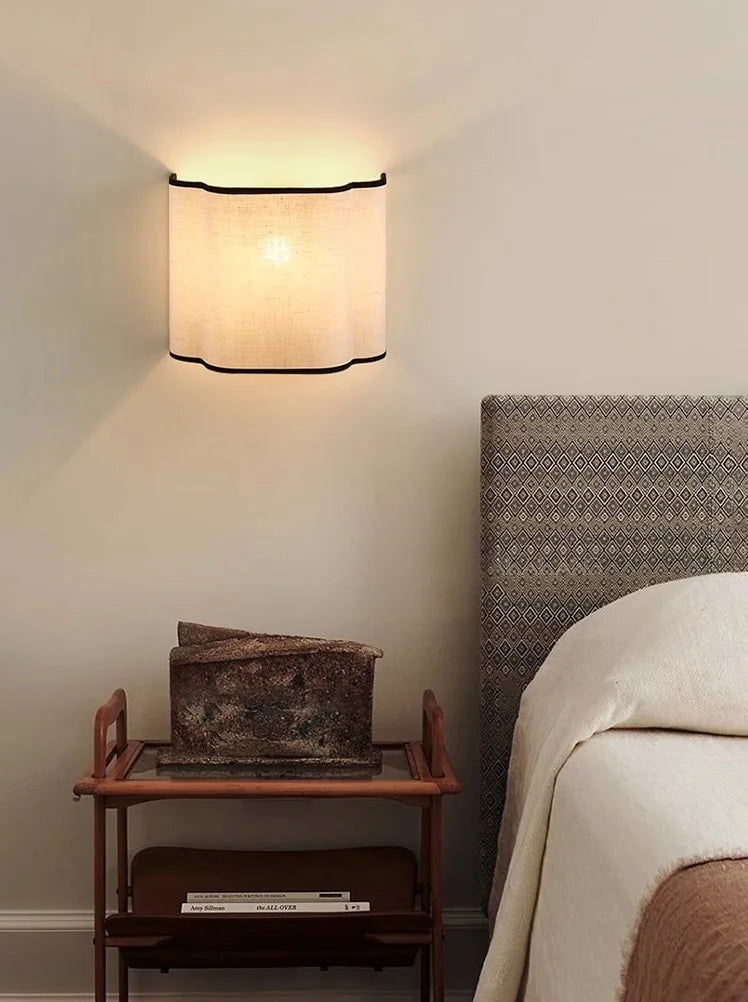 French Linen Wall Light – Cream Fabric LED Wall Sconce | Elegant Ambient Interior Lighting