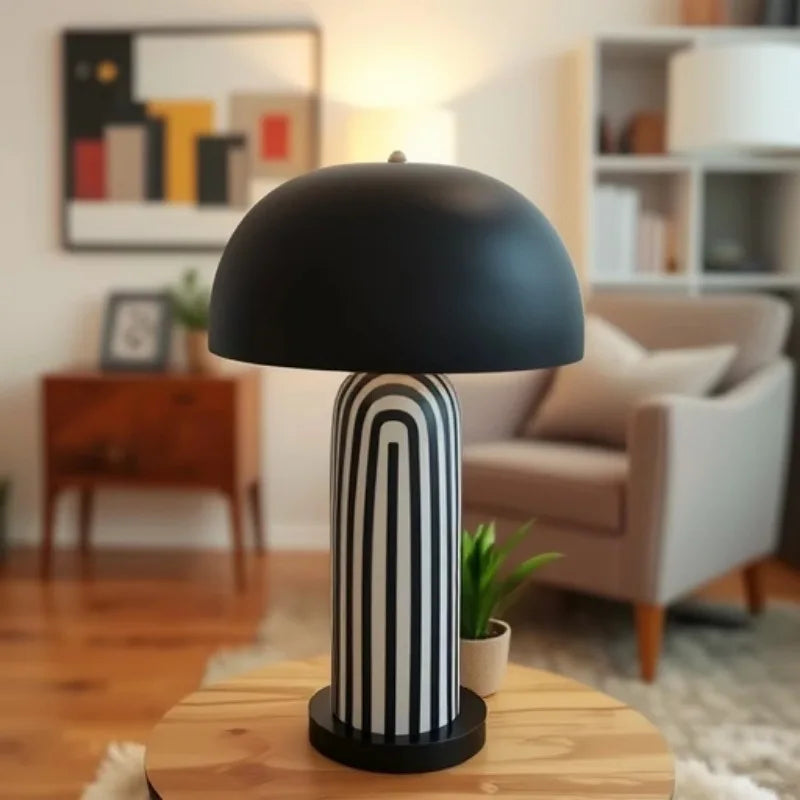 Japandi Ceramic Table Lamp – Handcrafted LED Accent Light | Nordic Japanese Interior Décor | Elegant Ambient Lighting