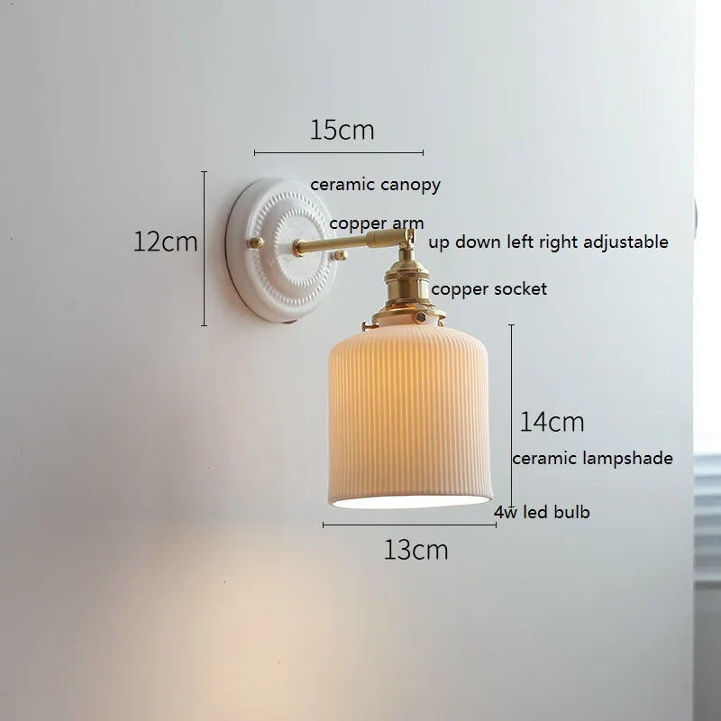 Aurelle Ceramic Wall Light – Adjustable E27 Wall Lamp | Contemporary Copper Lighting | Elegant Interior Illumination