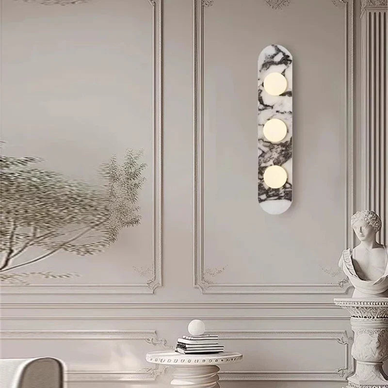 Marble LED Wall Light – Modern Designer Wall Lamp | Luxury Ambient Lighting | Contemporary Stone & Glass Feature