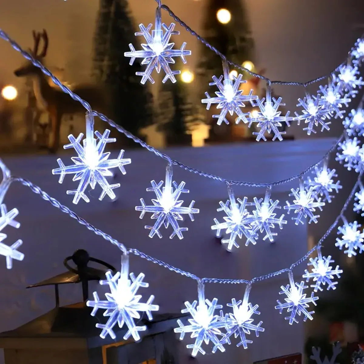 FrostLume LED Snowflake String Lights – Festive Decorative Lighting for Indoor & Outdoor Use