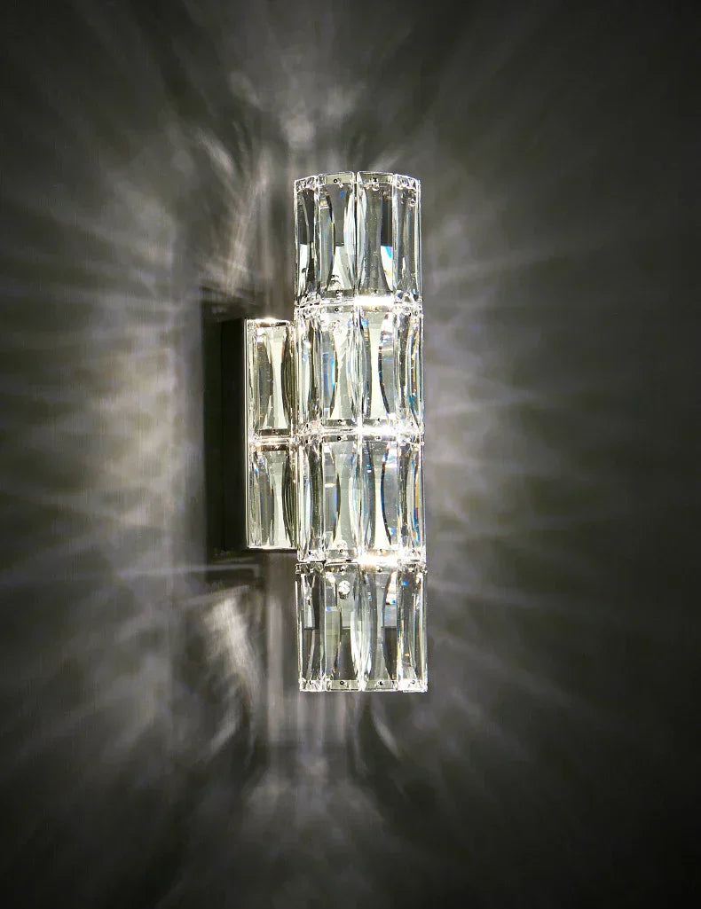 Crystal Luxe LED Wall Light – Stainless Steel Wall Lamp with Clear Glass Shade | Contemporary Ambient Lighting | Elegant Interior Feature