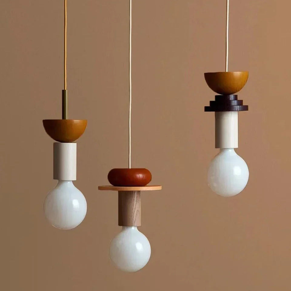 Halden Wood Pendant Light – Nordic LED Hanging Lamp | Minimalist Wooden Ceiling Light for Contemporary Interiors
