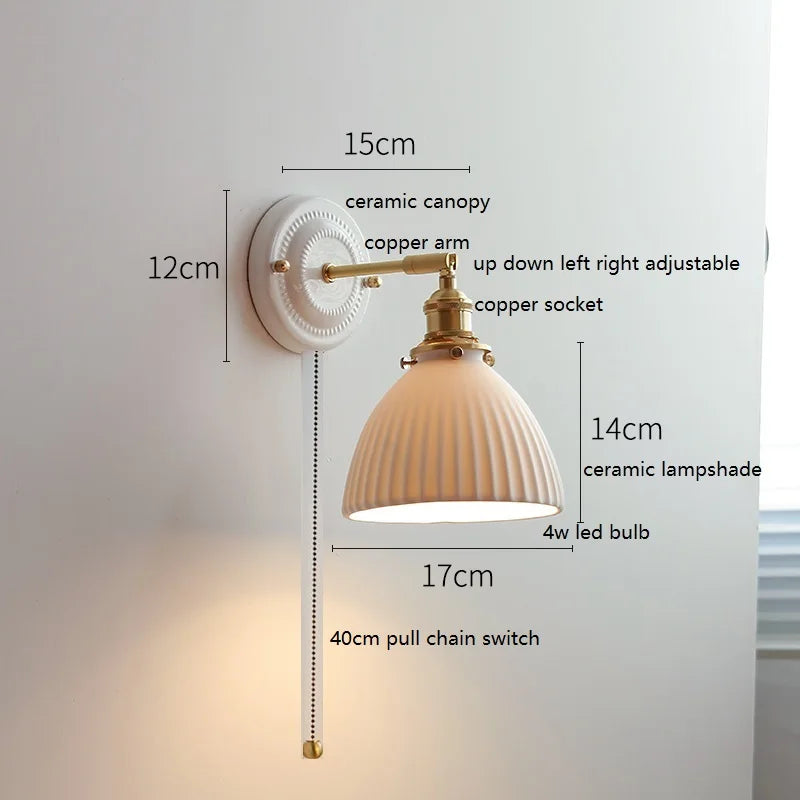 Aurelle Ceramic Wall Light – Adjustable E27 Wall Lamp | Contemporary Copper Lighting | Elegant Interior Illumination