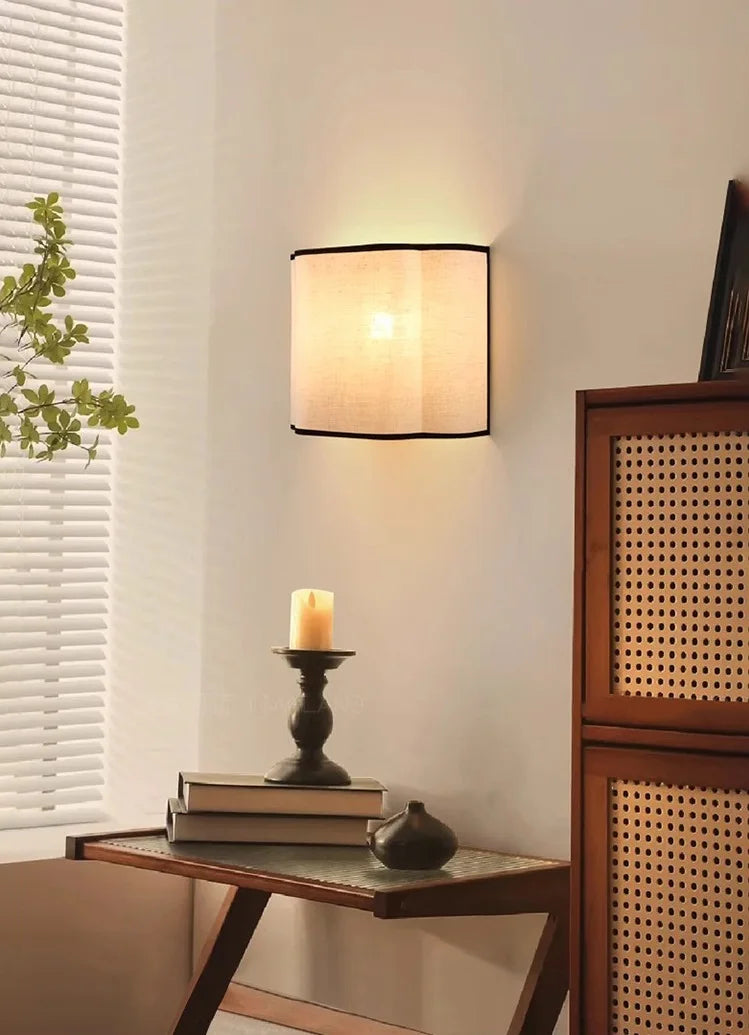 French Linen Wall Light – Cream Fabric LED Wall Sconce | Elegant Ambient Interior Lighting
