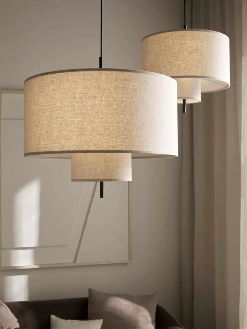 Scandinavian Wabi-Sabi Fabric Pendant Light – Modern LED Ceiling Pendant | Soft Ambient Lighting | Designer Hanging Lamp